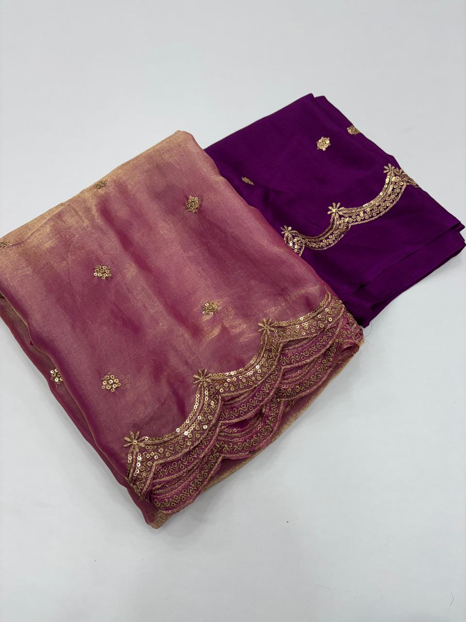 Forbearance Party Wear Space Silk Embroidery Thread Work Fancy Designer Saree With Contrast Blouse Piece