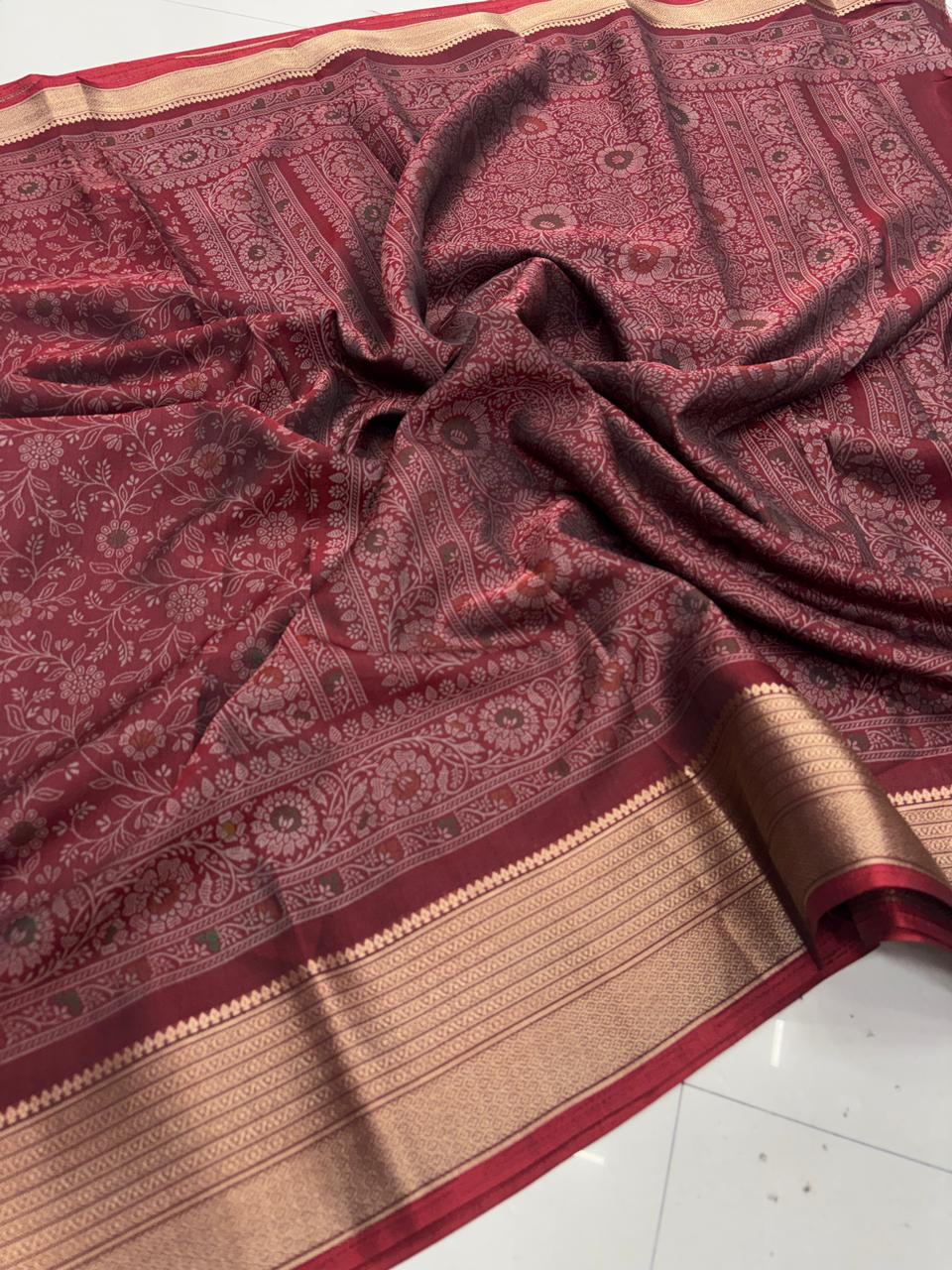 Splendiferous Festive Wear Soft Dola Silk Kalamkari Print With Jacquard Zari Border Fancy Designer Saree