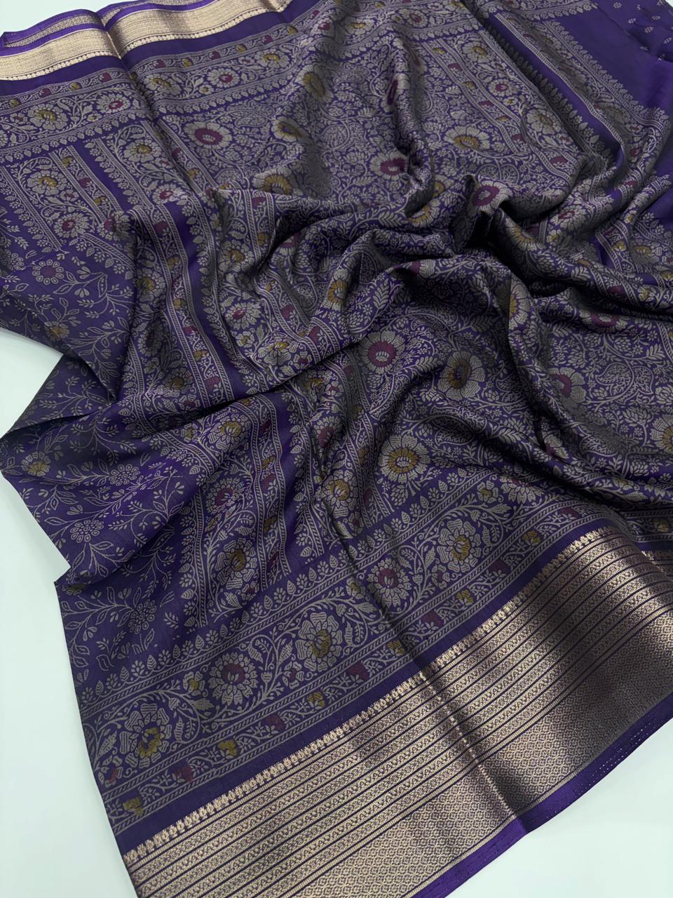 Splendiferous Festive Wear Soft Dola Silk Kalamkari Print With Jacquard Zari Border Fancy Designer Saree