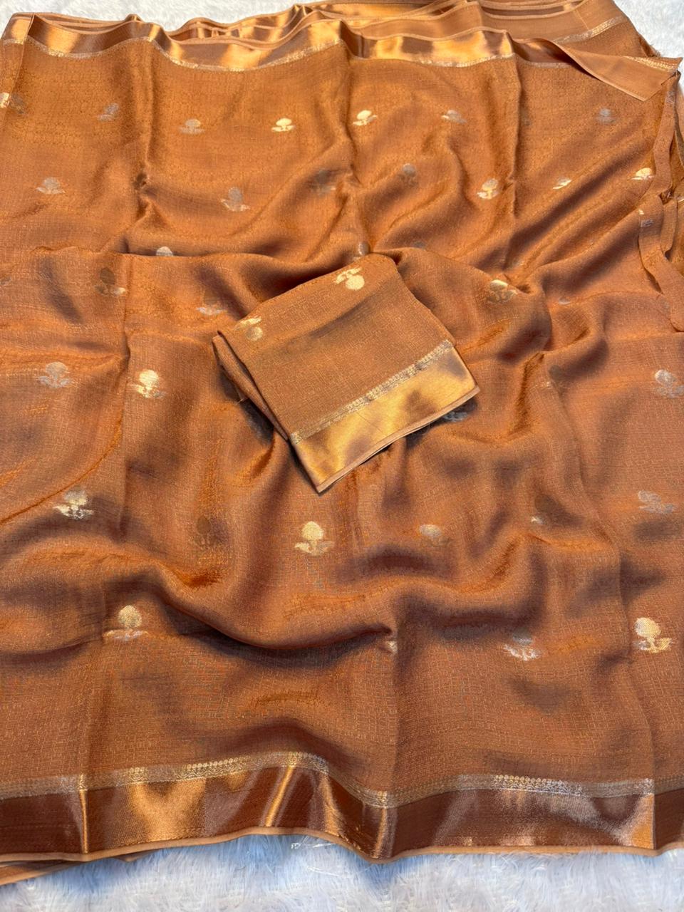 Adorning Party Wear Pure Soft Viscose Silk Jacquard Design n Satin Border Fancy Designer Saree With Blouse Piece