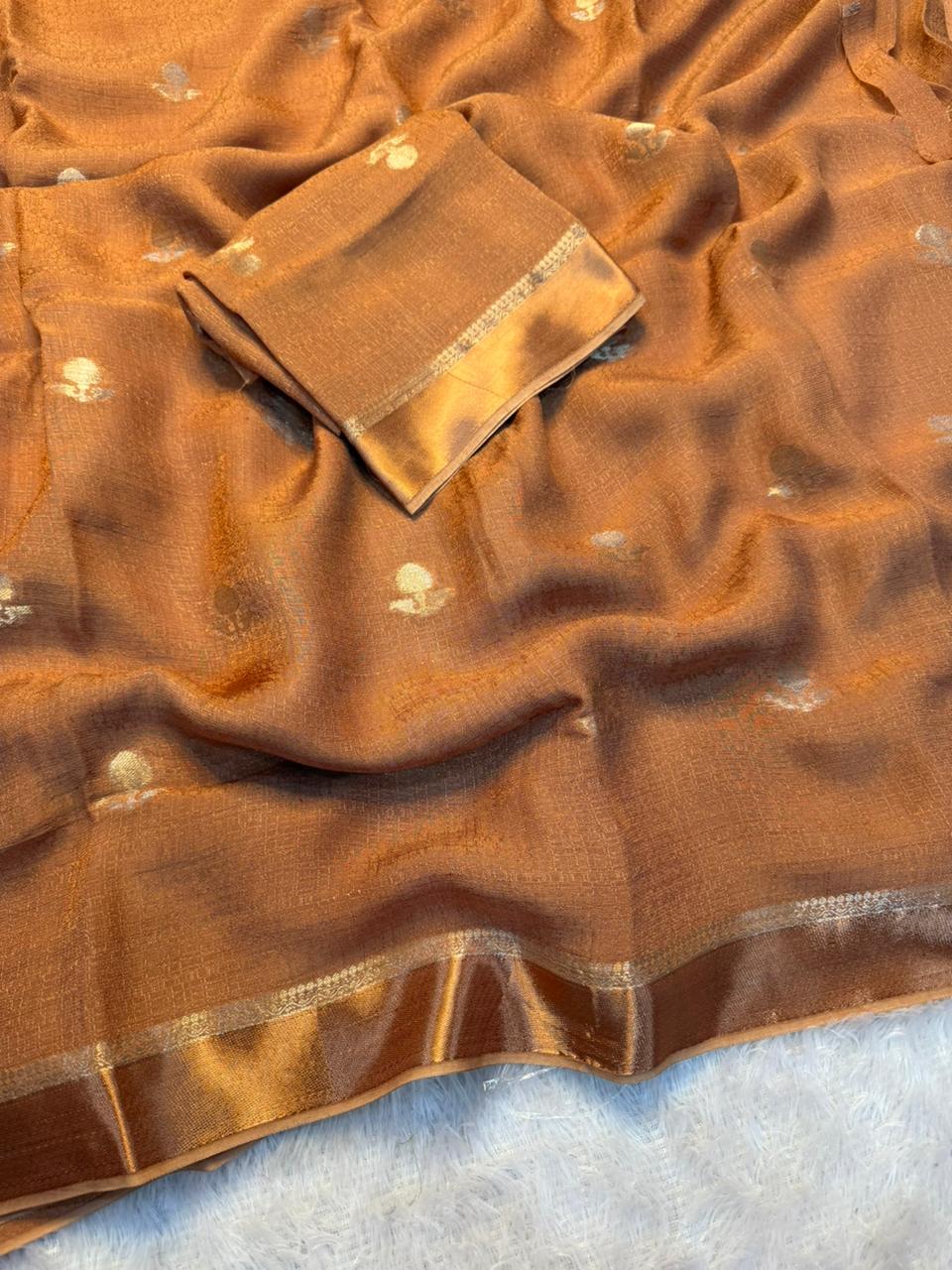 Adorning Party Wear Pure Soft Viscose Silk Jacquard Design n Satin Border Fancy Designer Saree With Blouse Piece