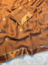 Load image into Gallery viewer, Adorning Party Wear Pure Soft Viscose Silk Jacquard Design n Satin Border Fancy Designer Saree With Blouse Piece
