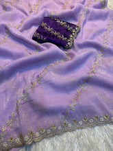 Load image into Gallery viewer, Marvellous Wedding Wear Pure Crunchy Silk Embroidery Work Fancy Desginer Saree With Blouse
