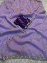 Load image into Gallery viewer, Marvellous Wedding Wear Pure Crunchy Silk Embroidery Work Fancy Desginer Saree With Blouse
