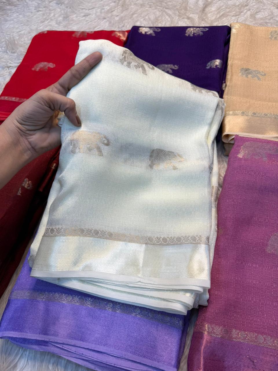 Traditional Wedding Wear Pure Soft Viscose Silk Jacquard Design n Satin Border Fancy Saree With Elegant Blouse Piece