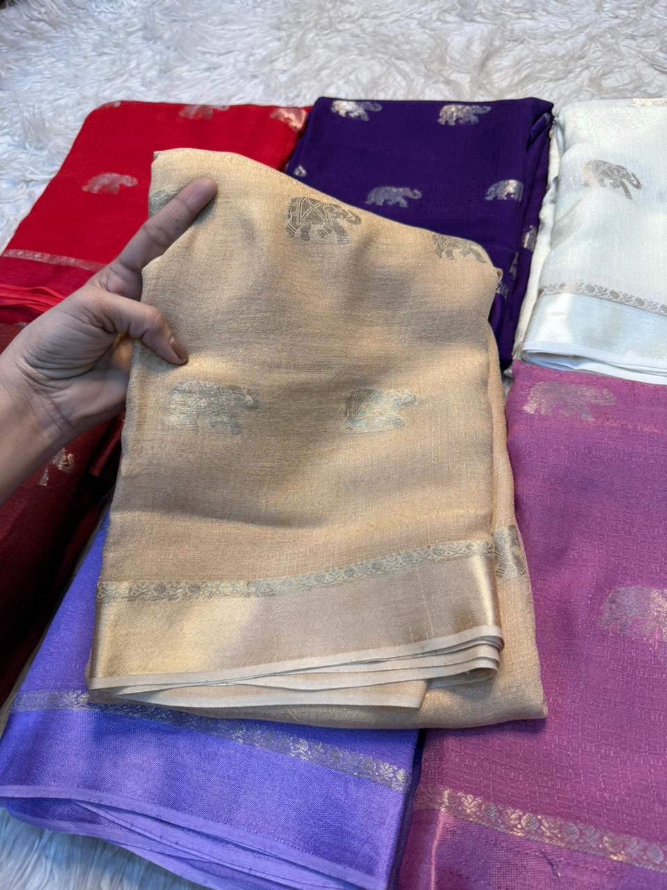 Traditional Wedding Wear Pure Soft Viscose Silk Jacquard Design n Satin Border Fancy Saree With Elegant Blouse Piece