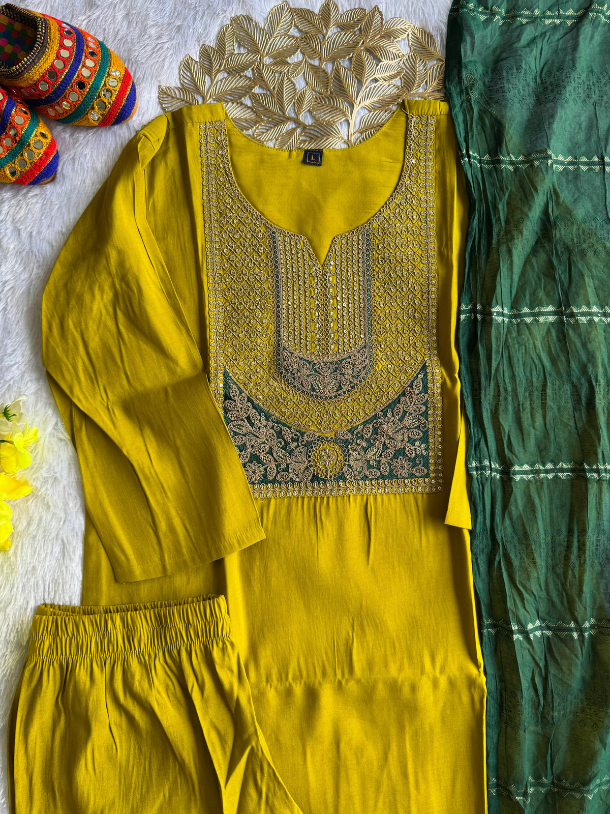 Forbearance Wedding Wear  Roman Silk Embroidery n Sequence Work Designer Straight Kurta With Trouser n Dupatta Set