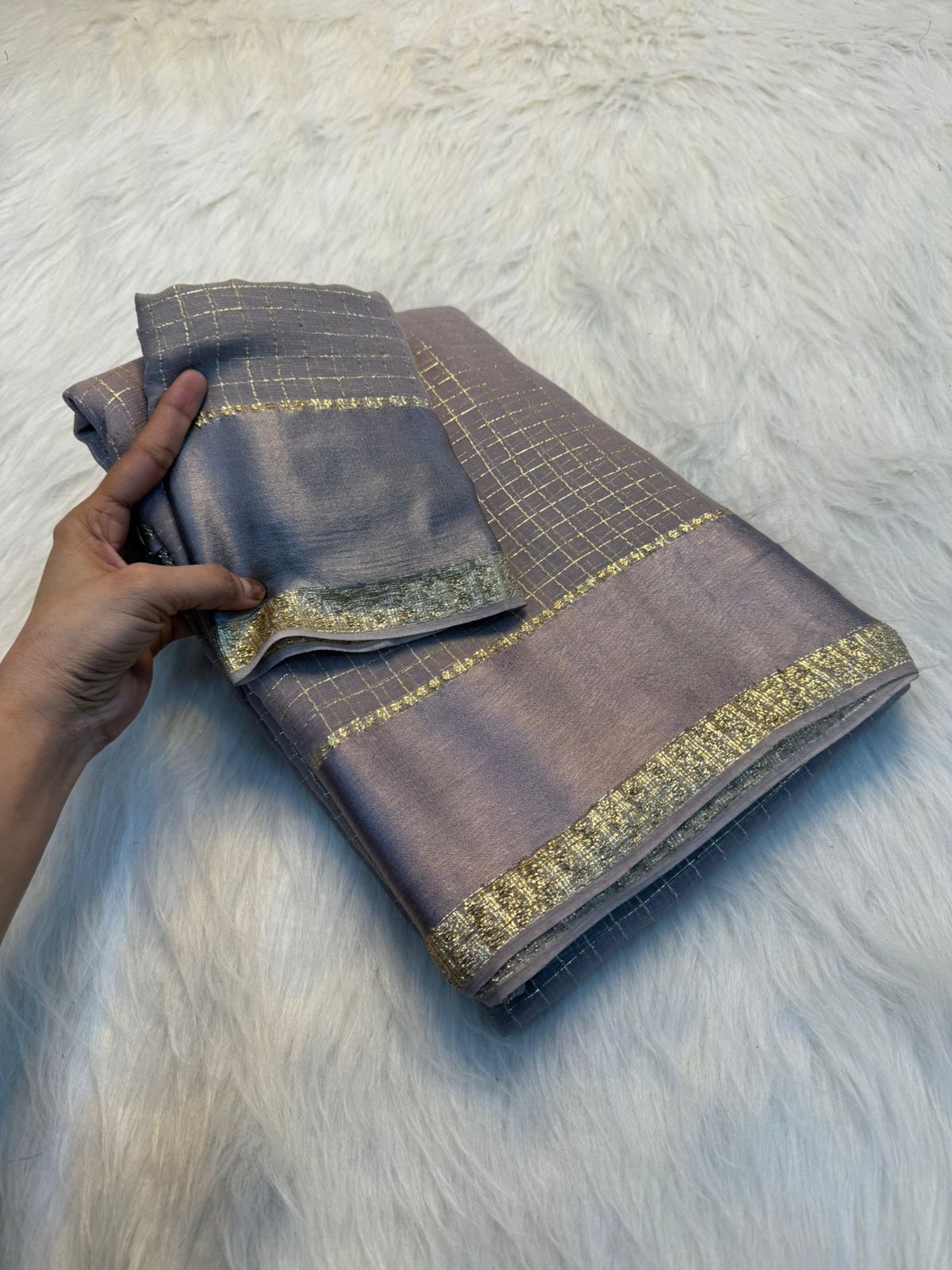 Redolent Party Wear Pure Viscose Georgette With Satin Border Small Chex Fancy Designer Saree For Women