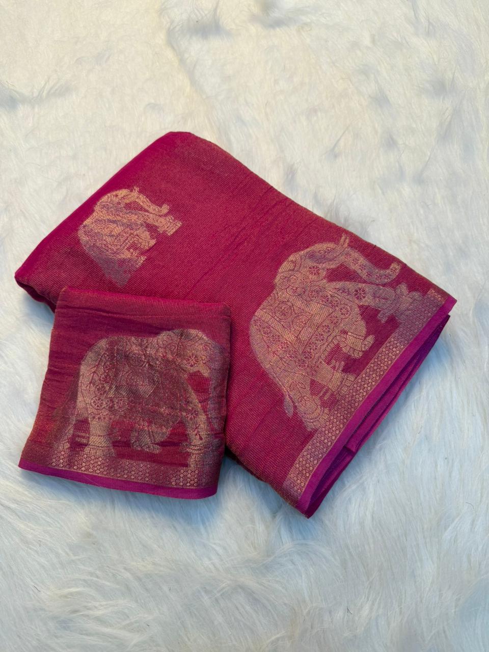 Gorgeous Party Wear Viscose Tissue Weaving Silk Zari Work Fancy Designer Saree With Blouse