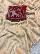 Load image into Gallery viewer, Gorgeous Function Wear Viscose Silk Handwork Blouse Designer Saree For Wedding
