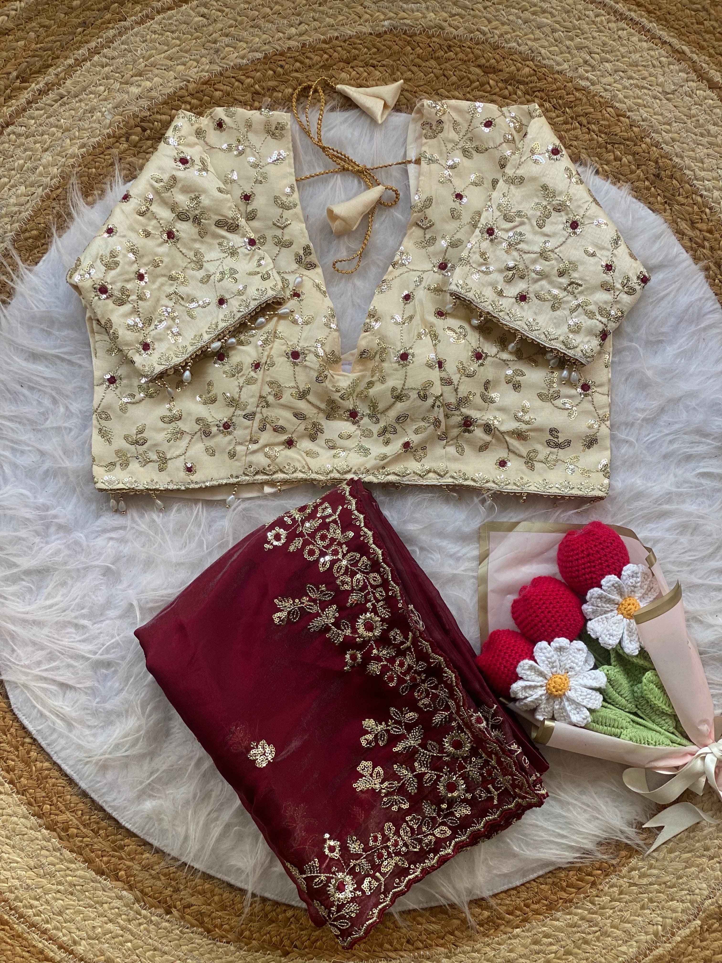 New Wedding Wear Silk Embroidery n Sequence Work Fancy Designer Saree With Stitched Blouse