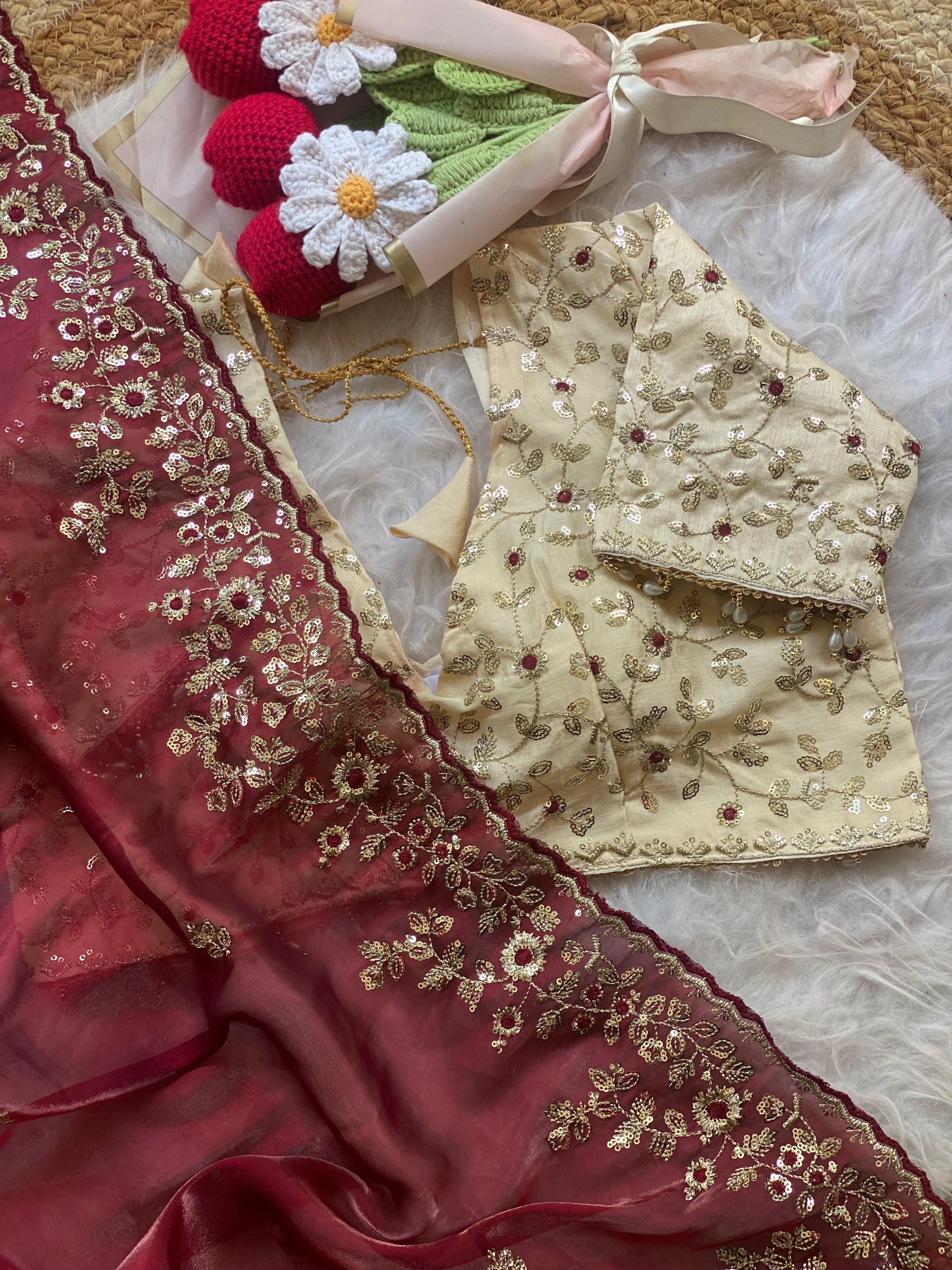 New Wedding Wear Silk Embroidery n Sequence Work Fancy Designer Saree With Stitched Blouse