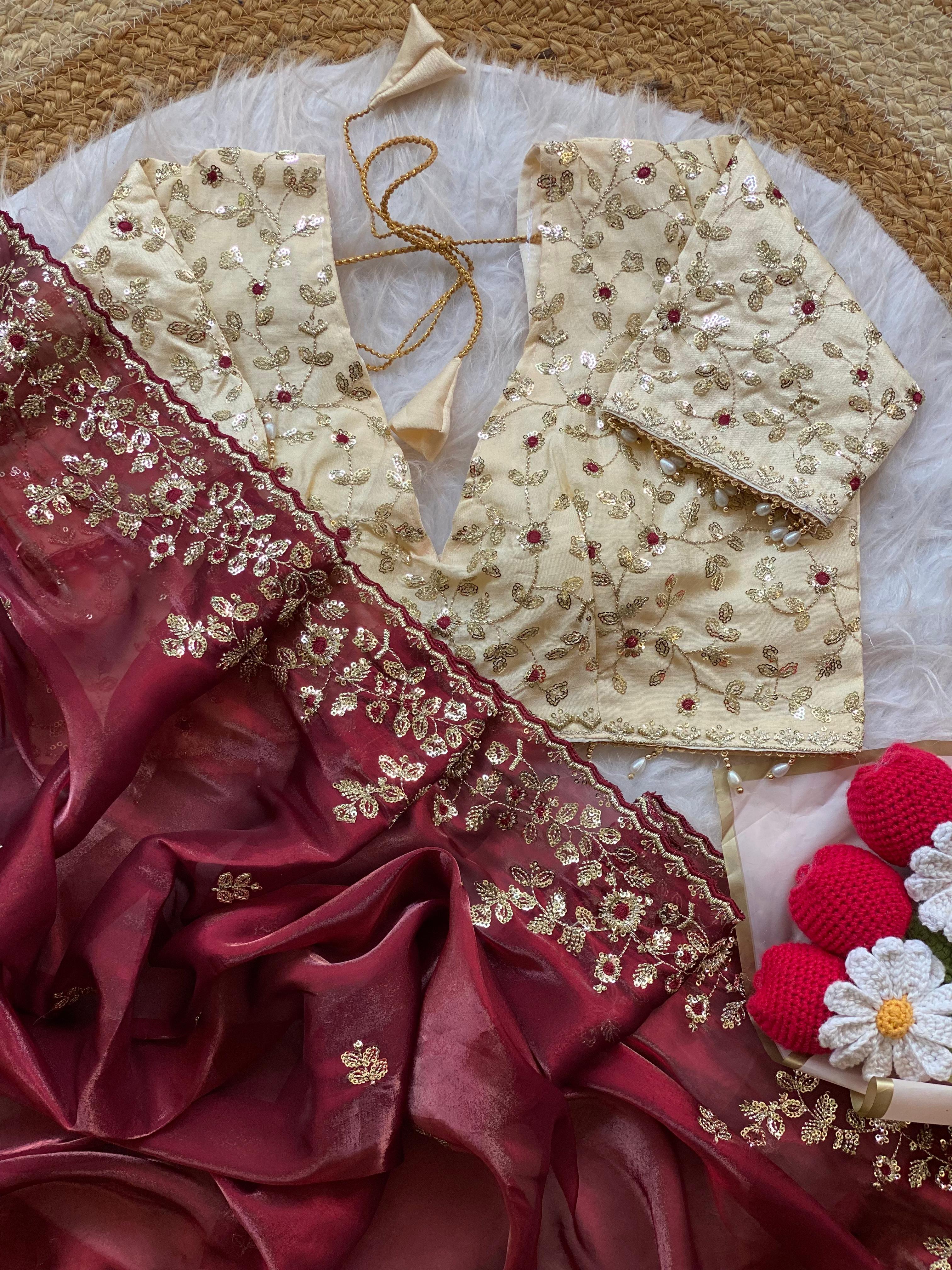 New Wedding Wear Silk Embroidery n Sequence Work Fancy Designer Saree With Stitched Blouse