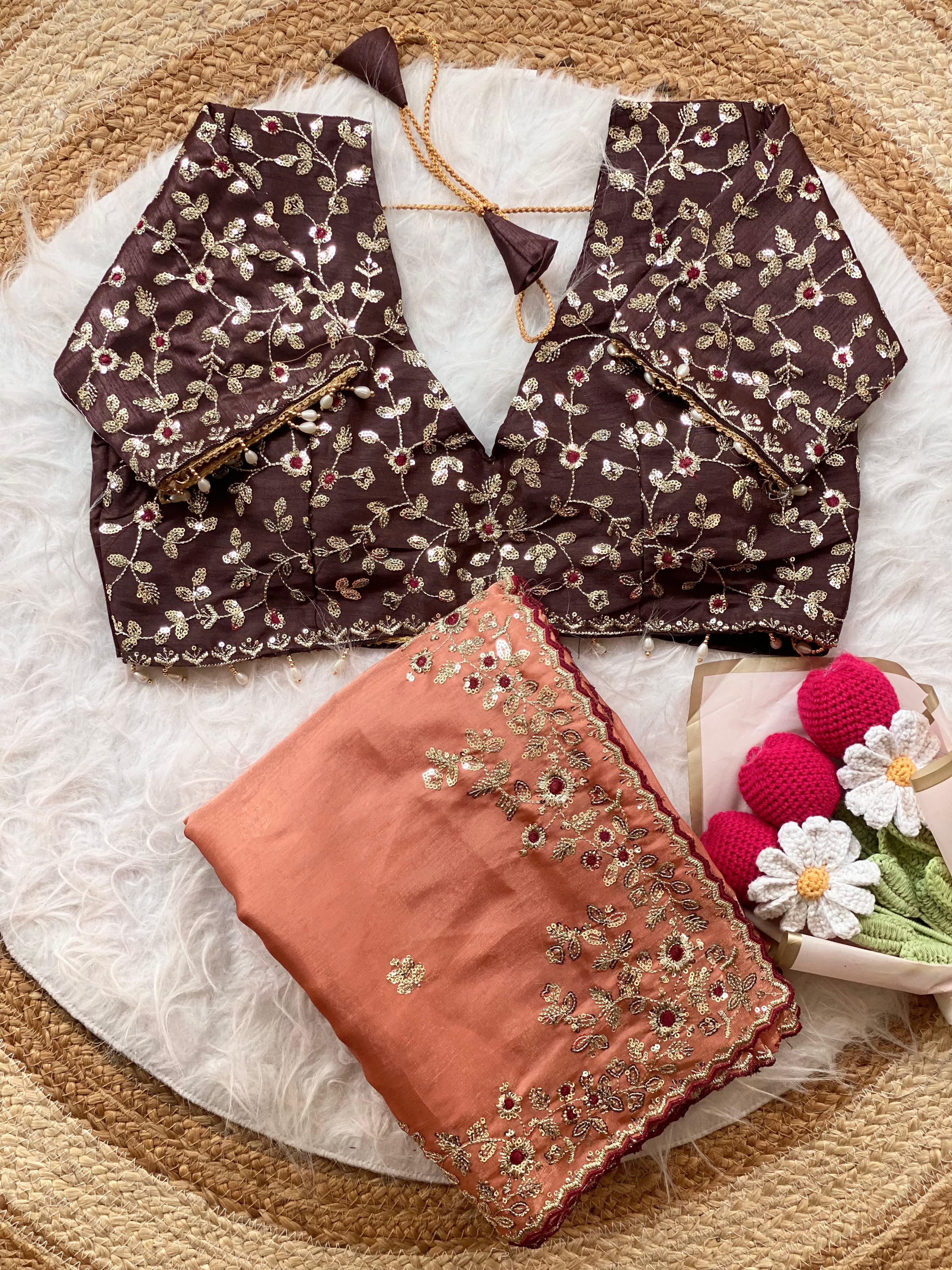 New Wedding Wear Silk Embroidery n Sequence Work Fancy Designer Saree With Stitched Blouse