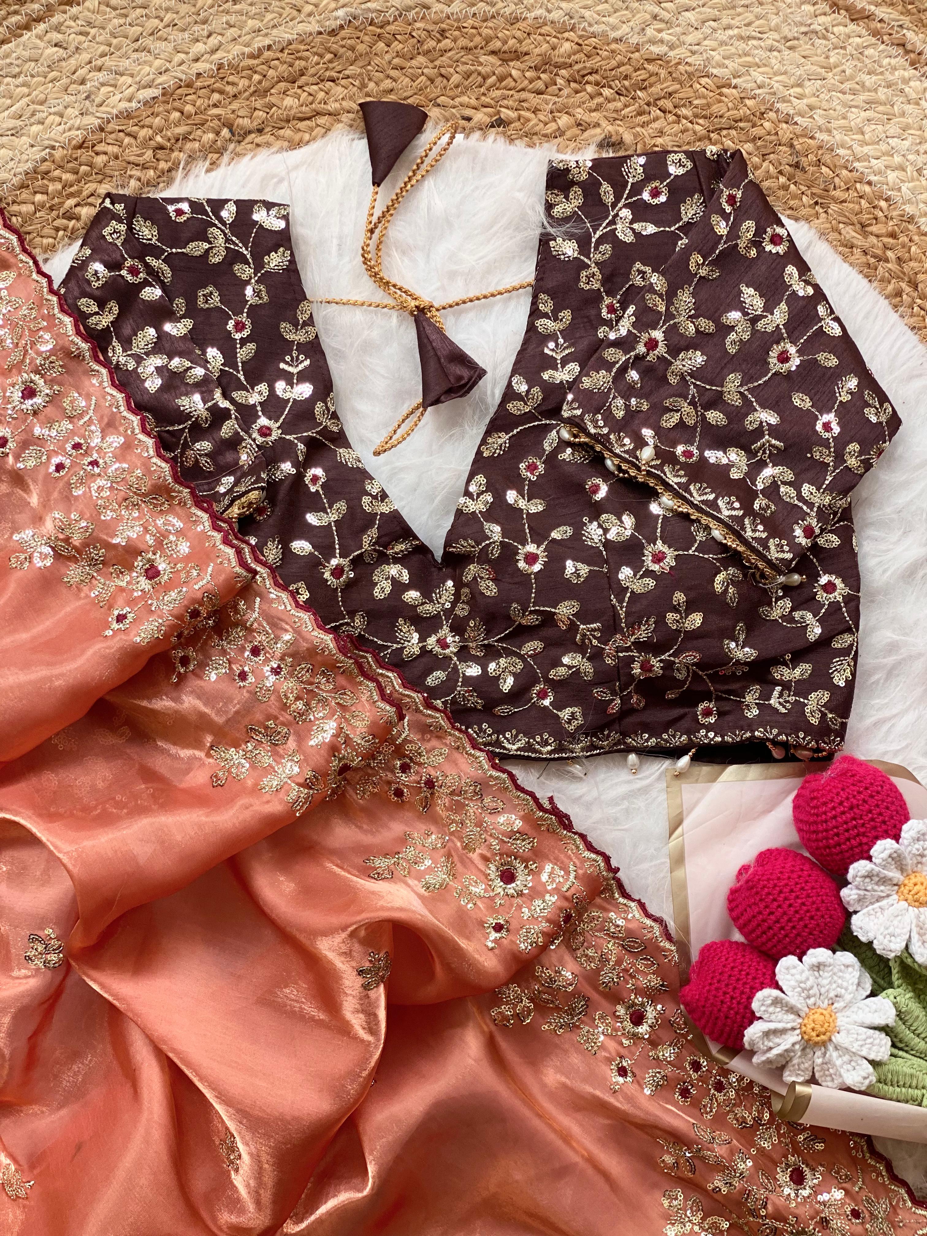 New Wedding Wear Silk Embroidery n Sequence Work Fancy Designer Saree With Stitched Blouse