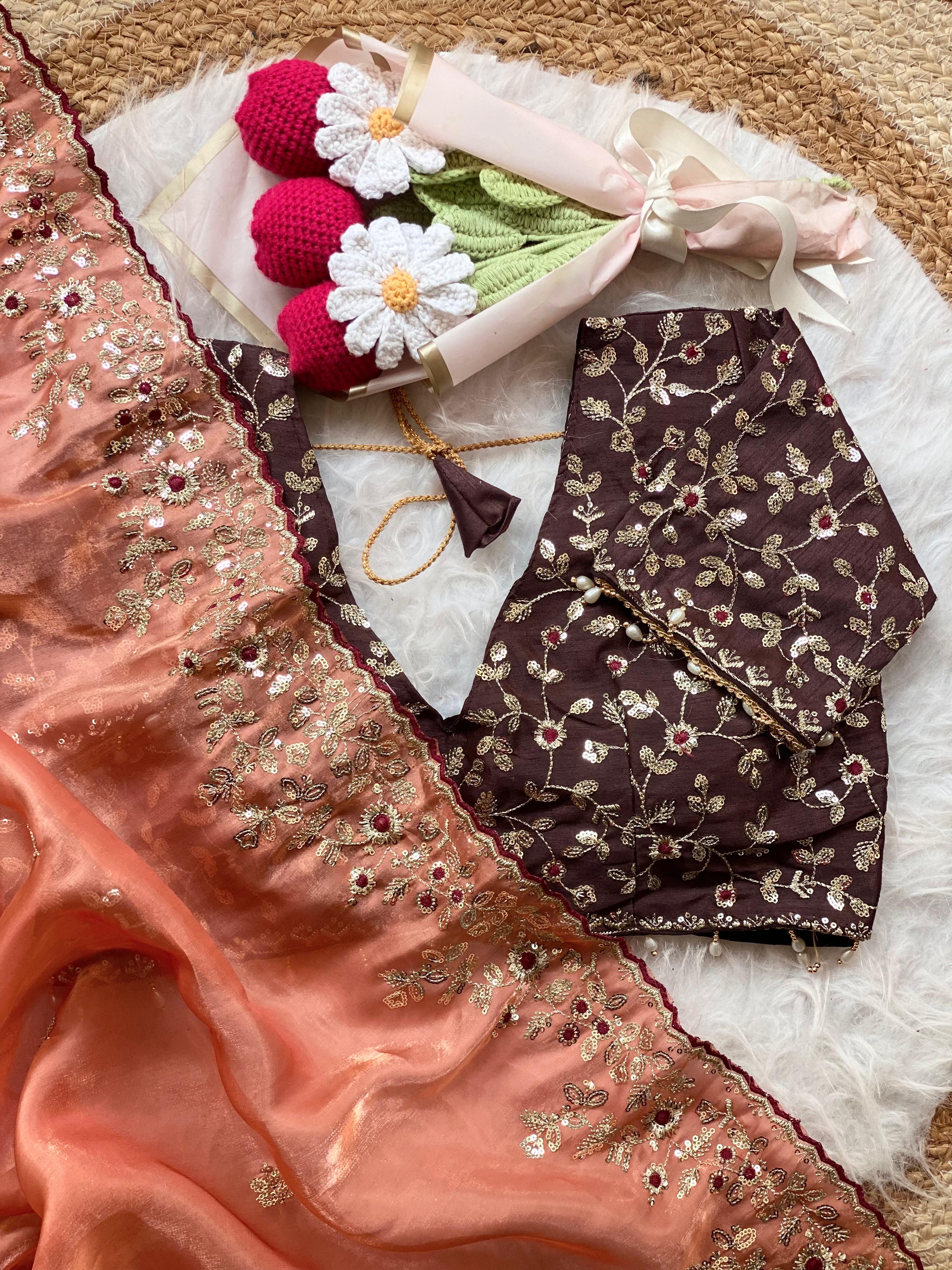 New Wedding Wear Silk Embroidery n Sequence Work Fancy Designer Saree With Stitched Blouse