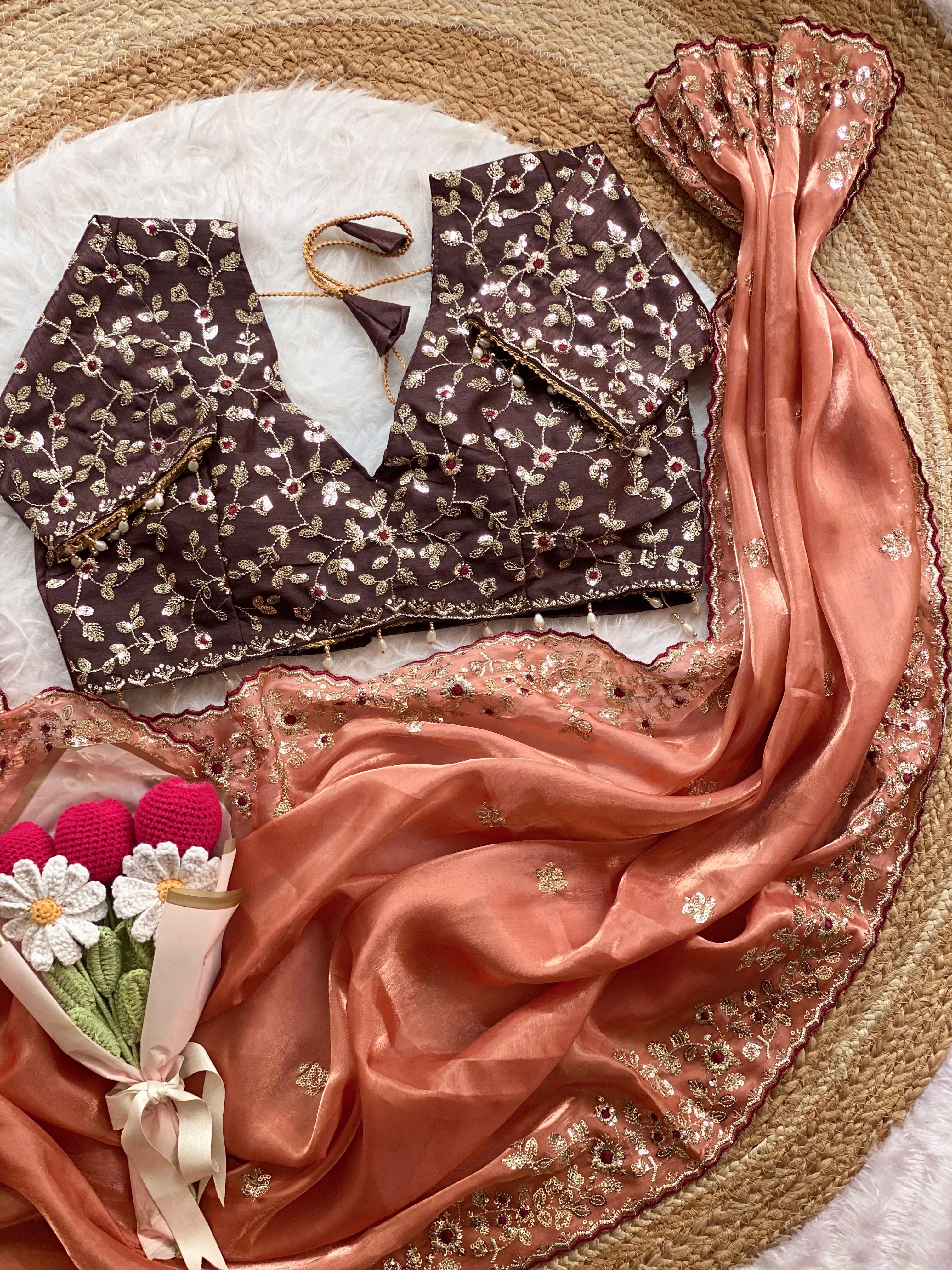 New Wedding Wear Silk Embroidery n Sequence Work Fancy Designer Saree With Stitched Blouse