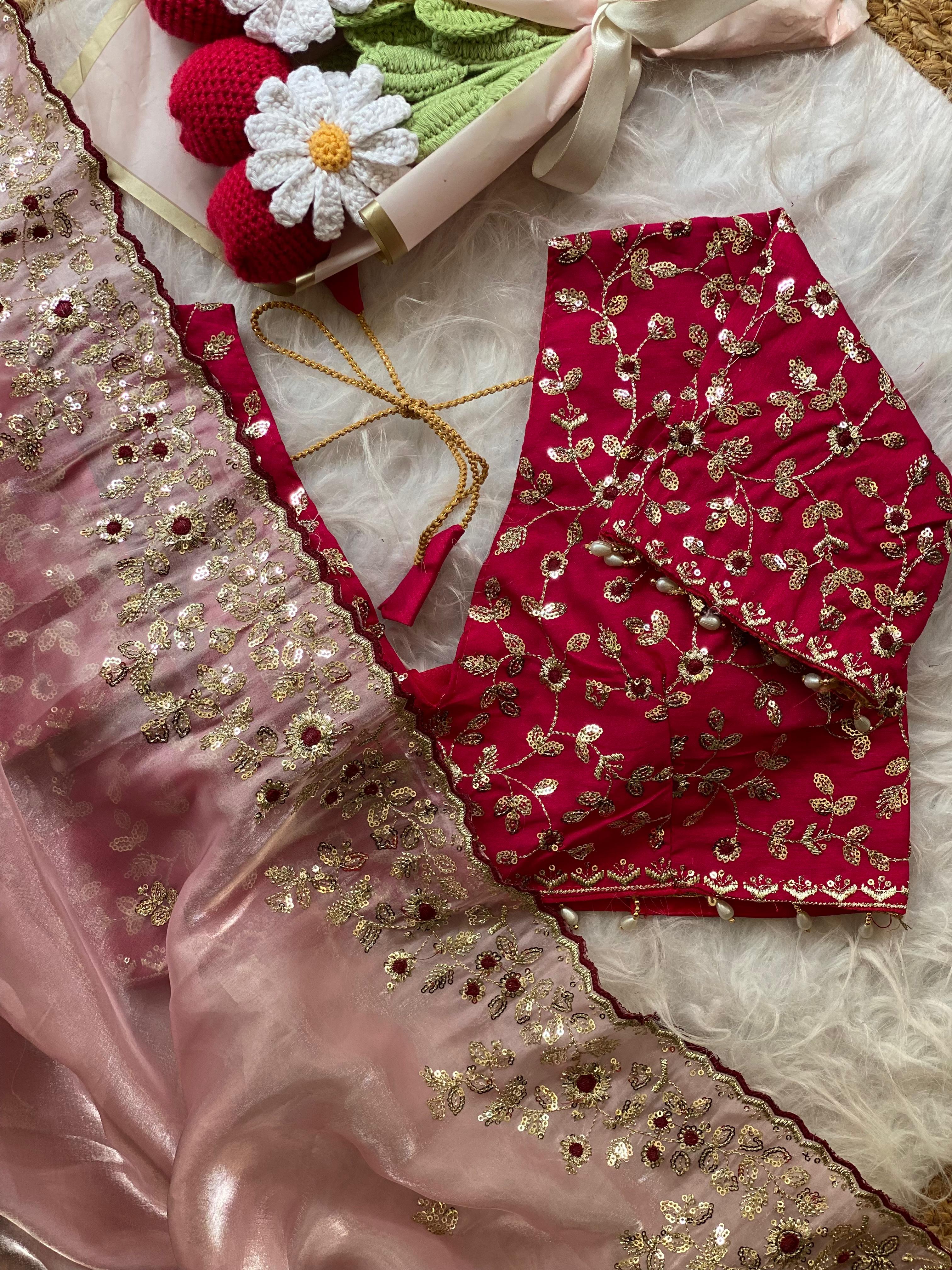 New Wedding Wear Silk Embroidery n Sequence Work Fancy Designer Saree With Stitched Blouse
