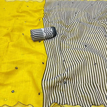 Load image into Gallery viewer, Stunning Festive Wear Soft Chanderi Cotton With Embroidery n Foil Mirror Work Fancy Designer Saree With Blouse Piece
