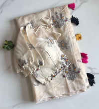 Load image into Gallery viewer, Latest  Function Wear Chanderi Cotton Embroidery n Tussels Work Fancy Designer Festive Wear Saree With Stitched Blouse
