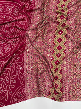 Load image into Gallery viewer, Gratifying Function Wear Pure Satin Silk Ajrak Printed Rich Pallu n Mirror Work Designer Saree With Blouse Piece
