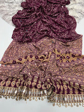Load image into Gallery viewer, Gratifying Function Wear Pure Satin Silk Ajrak Printed Rich Pallu n Mirror Work Designer Saree With Blouse Piece

