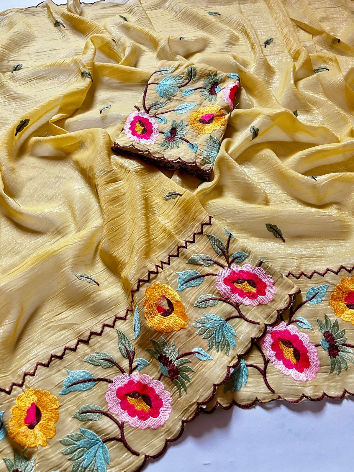 Marvellous Function Wear Organza Silk Embroidery Work Fancy Saree With Blouse Piece