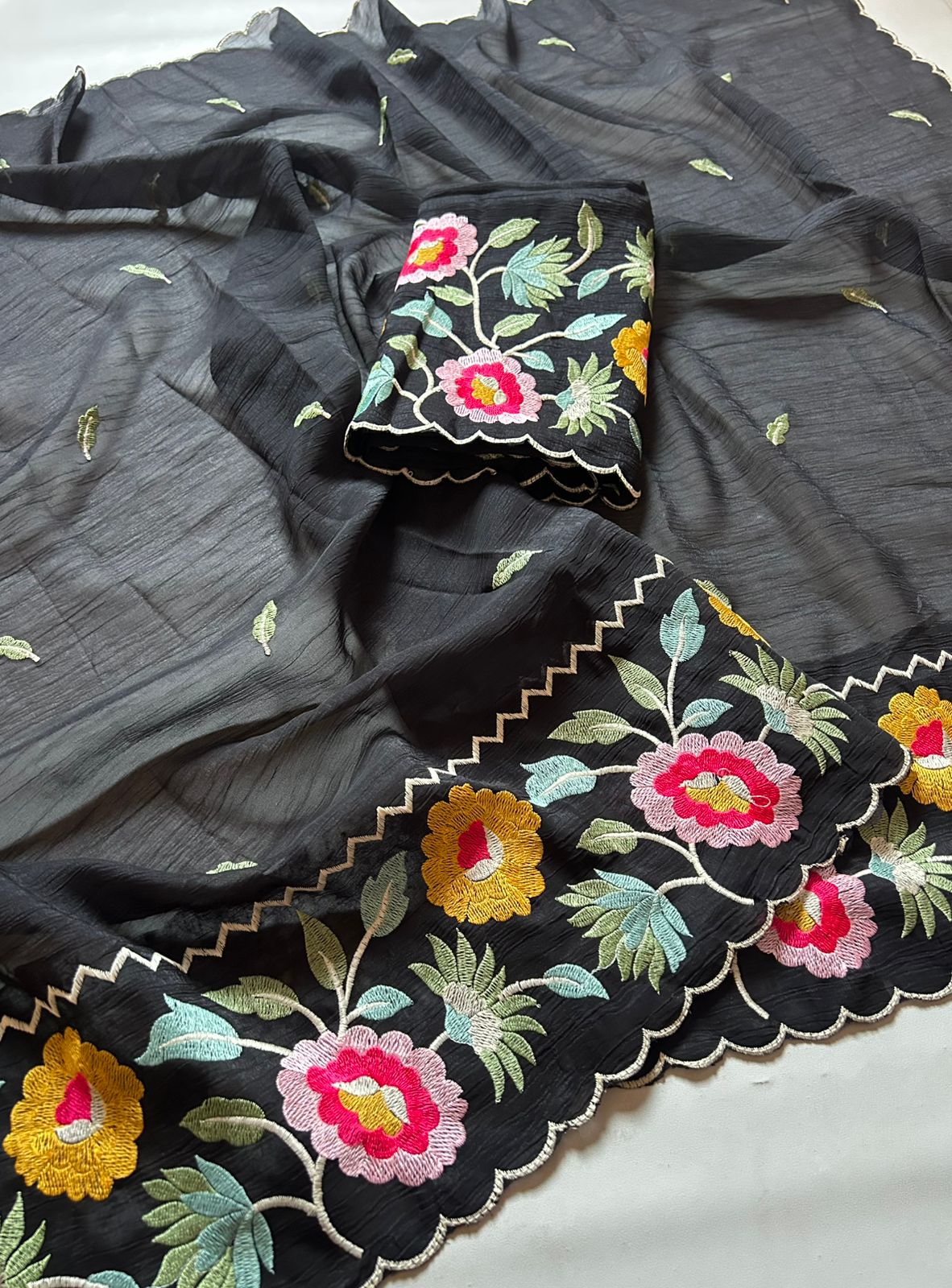 Marvellous Function Wear Organza Silk Embroidery Work Fancy Saree With Blouse Piece