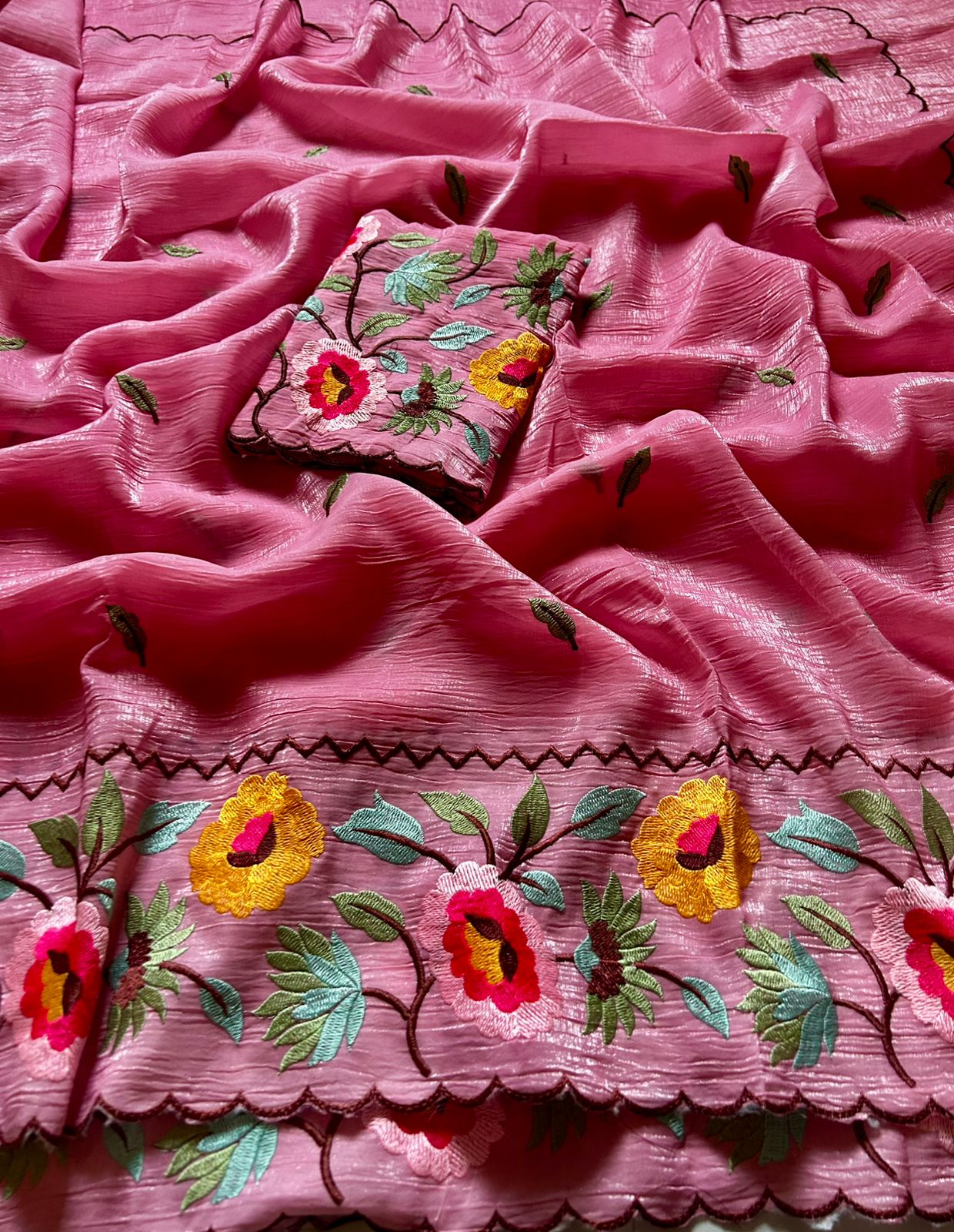 Marvellous Function Wear Organza Silk Embroidery Work Fancy Saree With Blouse Piece