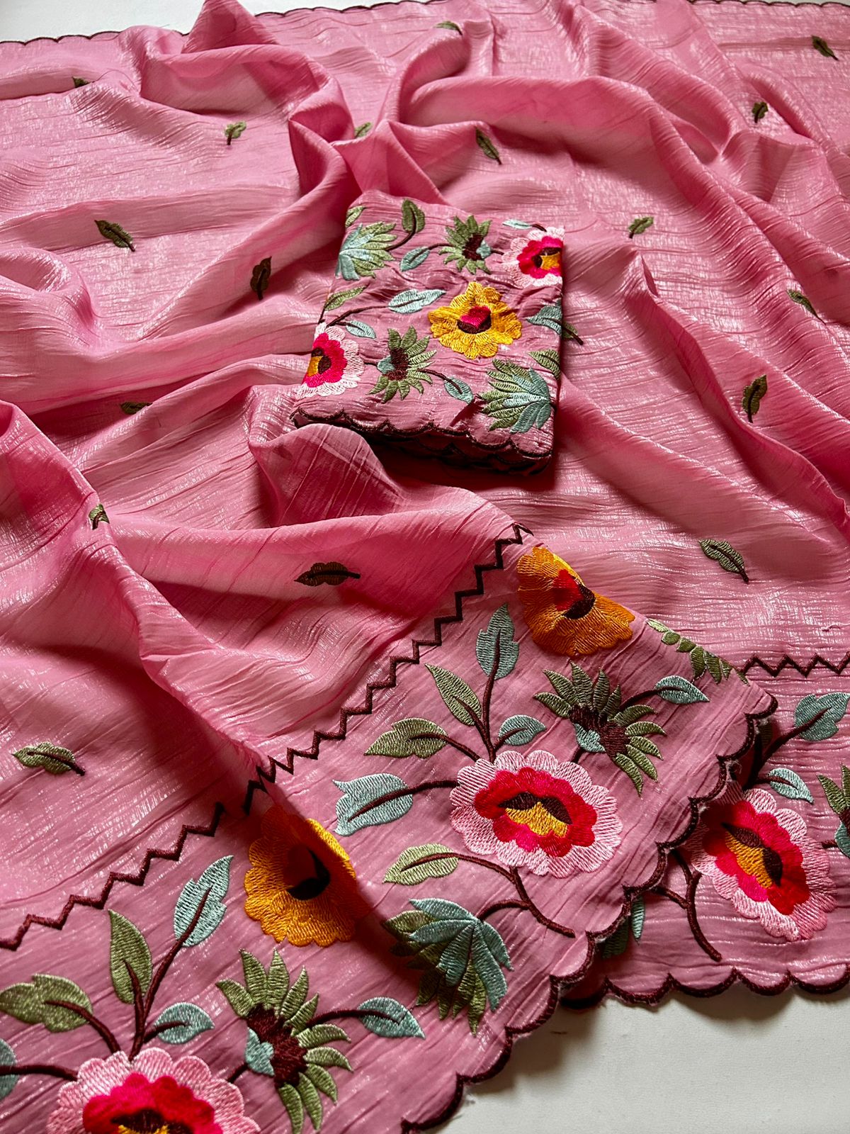 Marvellous Function Wear Organza Silk Embroidery Work Fancy Saree With Blouse Piece