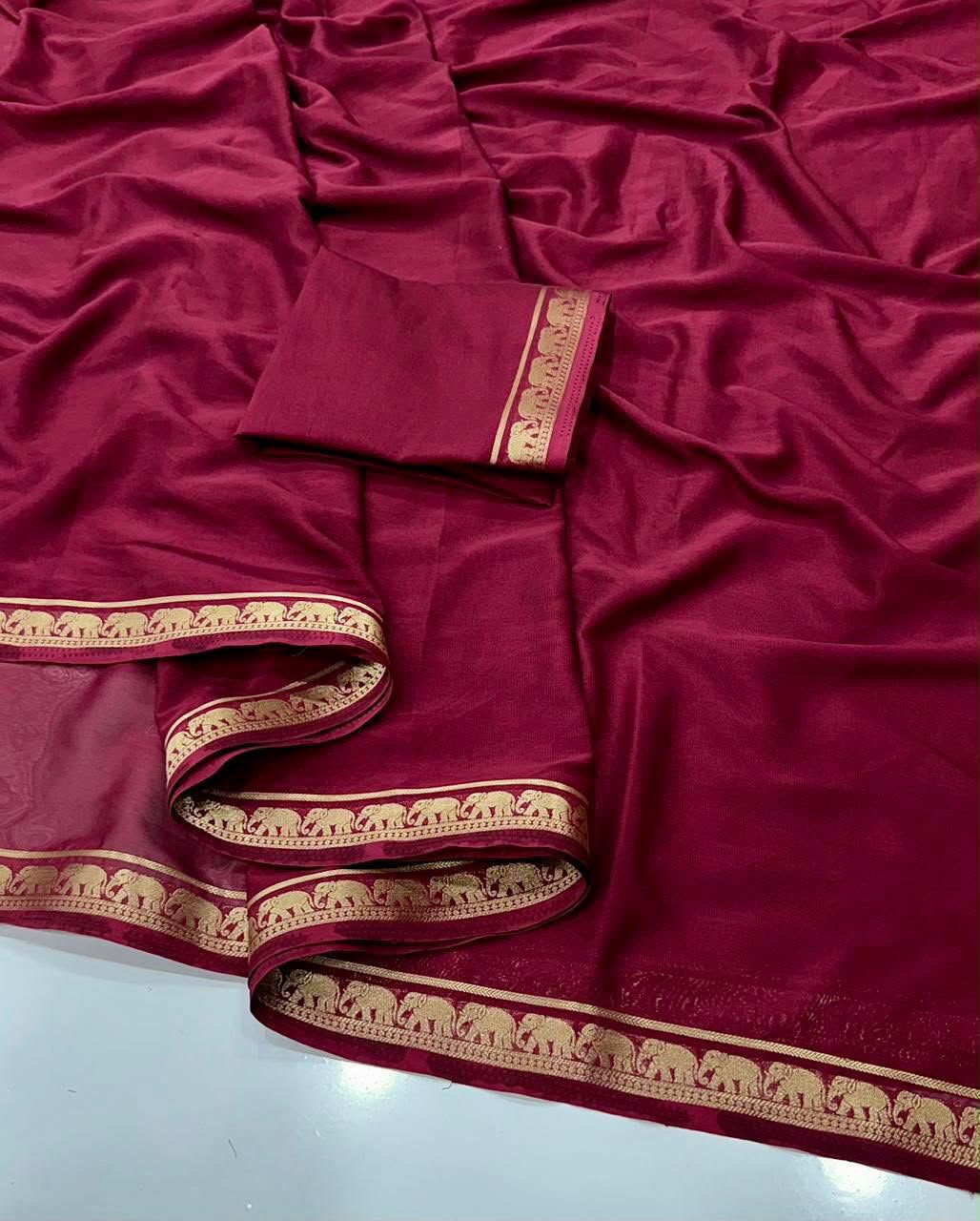 Desiring Function Wear Crape Silk Jacquard Weaving Zari Work Fancy Saree With Blouse Piece