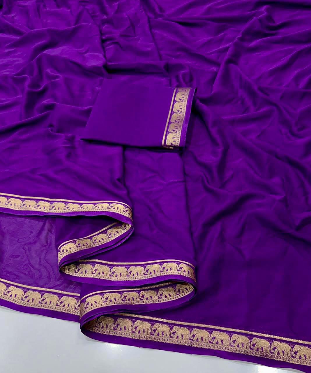 Desiring Function Wear Crape Silk Jacquard Weaving Zari Work Fancy Saree With Blouse Piece
