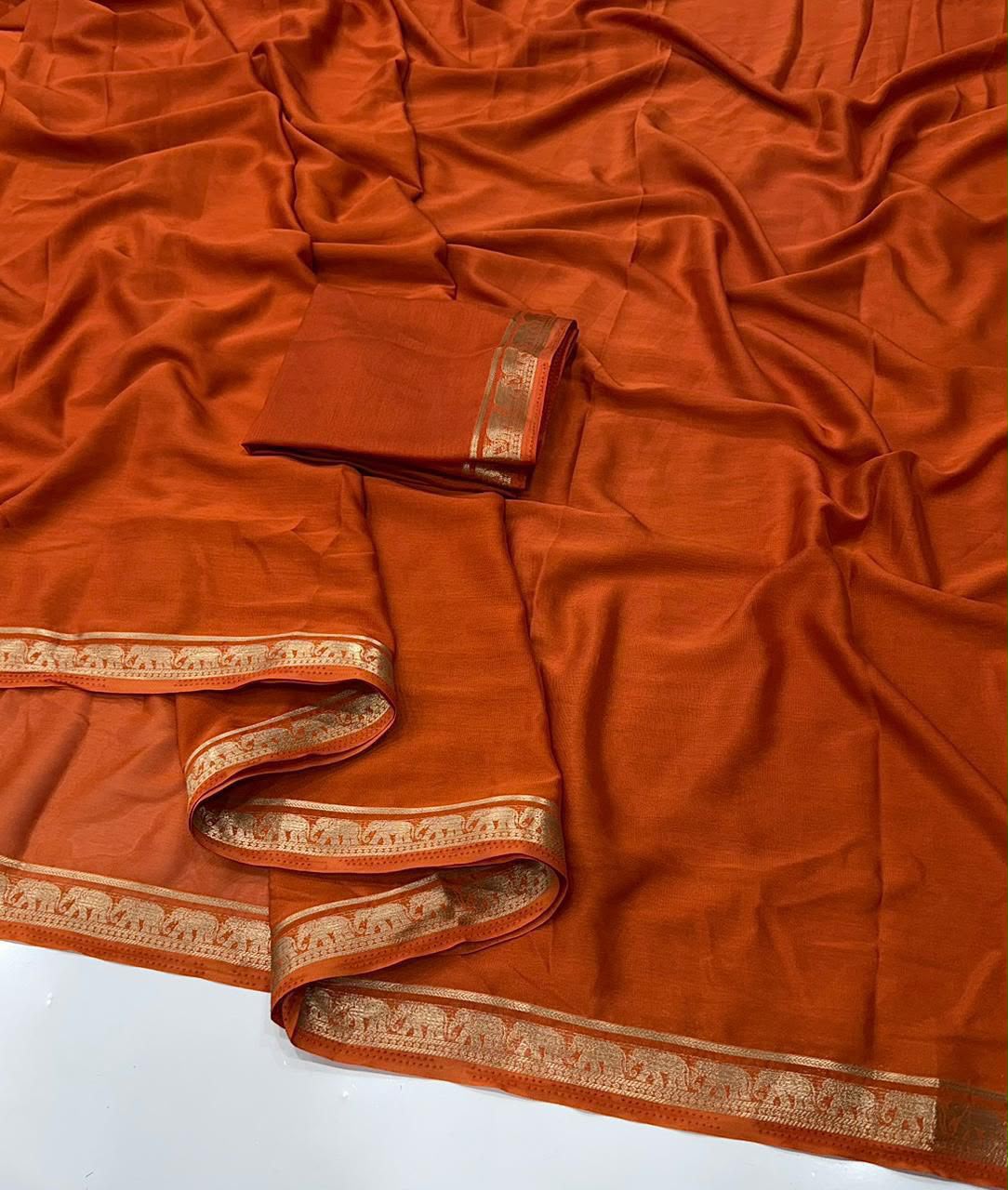 Desiring Function Wear Crape Silk Jacquard Weaving Zari Work Fancy Saree With Blouse Piece