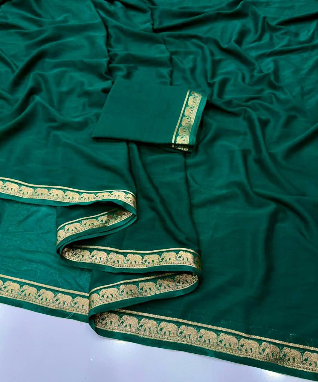 Desiring Function Wear Crape Silk Jacquard Weaving Zari Work Fancy Saree With Blouse Piece