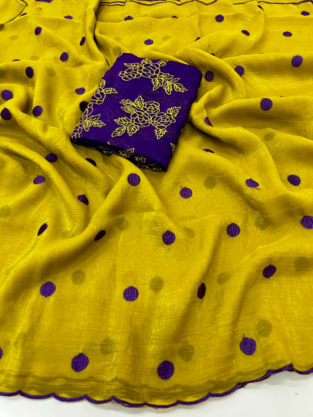 Alverina Party Wear Silk Embroidery Work Border Designer Saree With Unstitched Blouse Piece