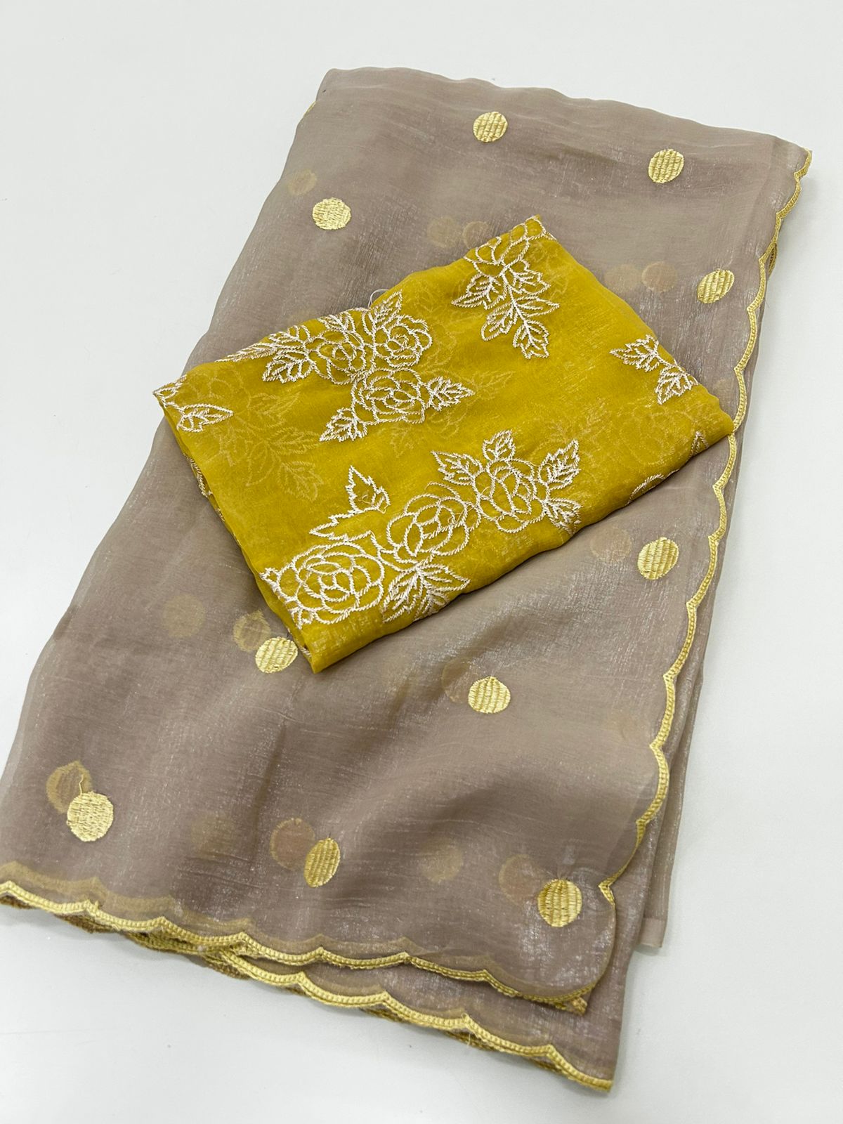 Alverina Party Wear Silk Embroidery Work Border Designer Saree With Unstitched Blouse Piece