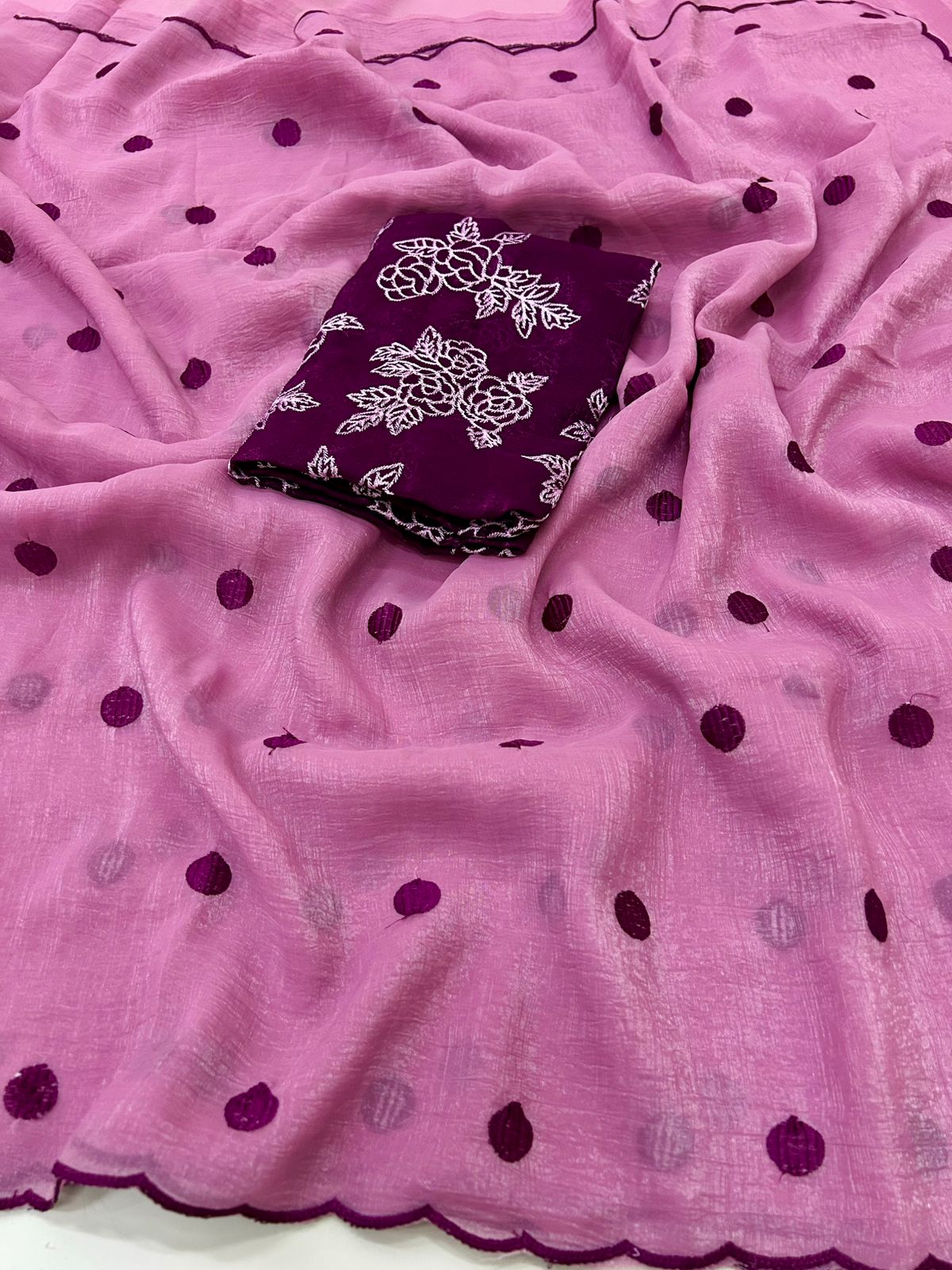 Alverina Party Wear Silk Embroidery Work Border Designer Saree With Unstitched Blouse Piece