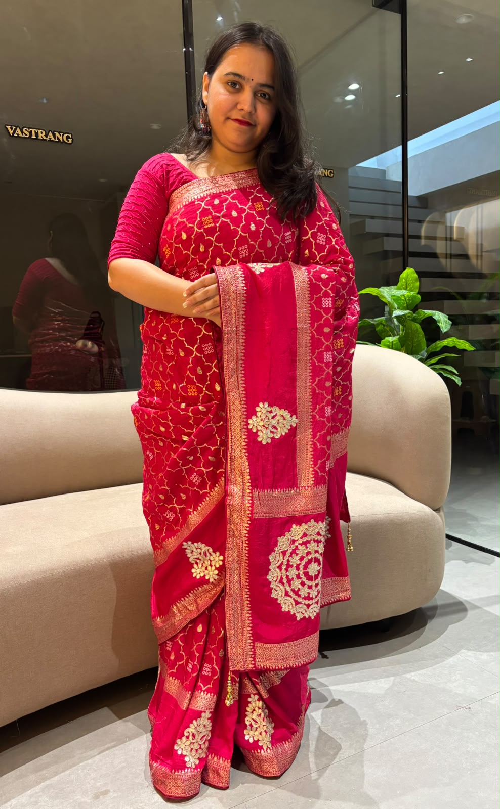 Mellifluous Party Wear Rani Pink Color Viscose Silk Embroidery n Gota Patti Work Fancy Saree With Blouse Piece