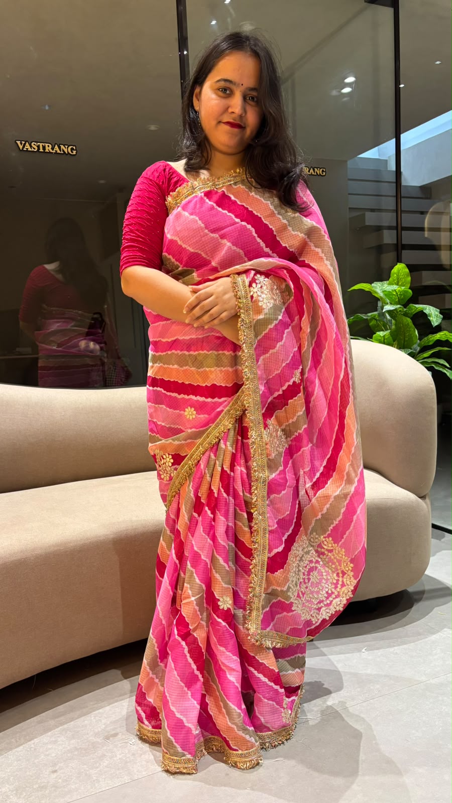 Redolent Function Wear Kota Doriya Embroidery Work Designer Saree With Blouse Piece