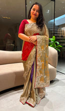 Load image into Gallery viewer, Alverina Function Wear Chiffon Silk Bandhani Print Emboridery Work Fancy Saree With Blouse Piece
