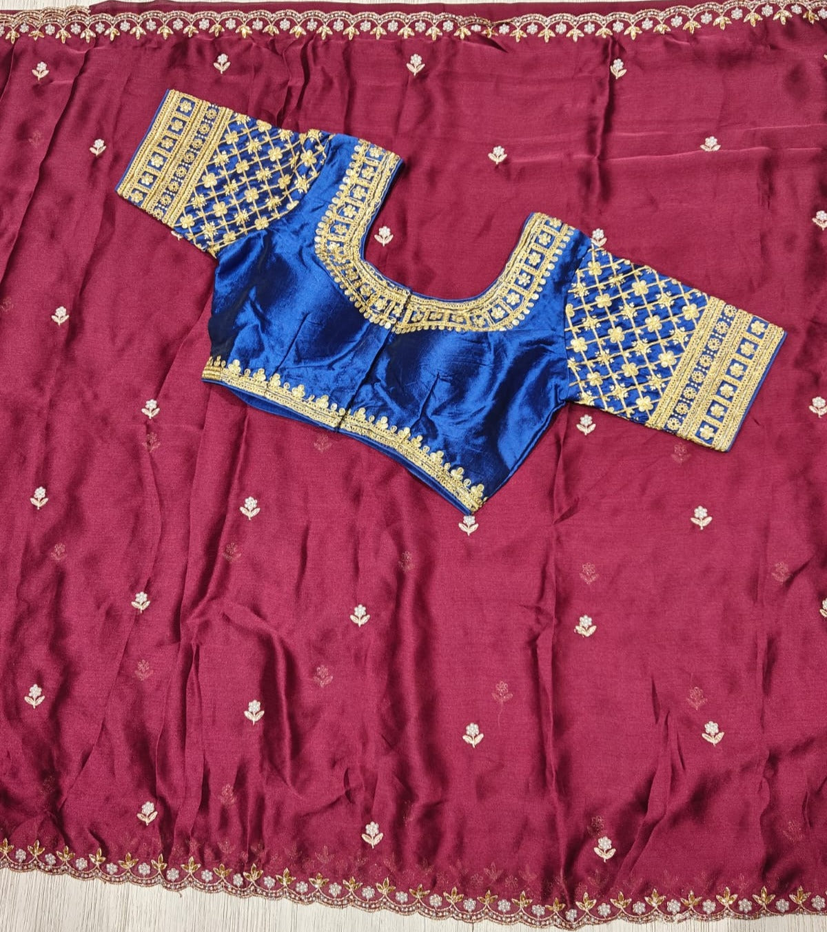 Adorning Party Wear Silk Embroidery n Sequence Work Fancy Saree With Stitched Blouse