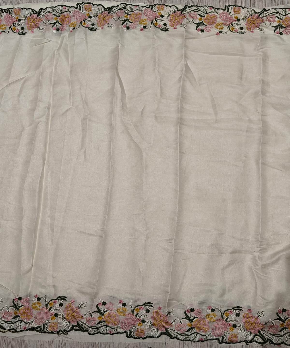 New Wedding Wear Pure Tussar Silk Embroidery Thread Work Fancy Designer Saree Design