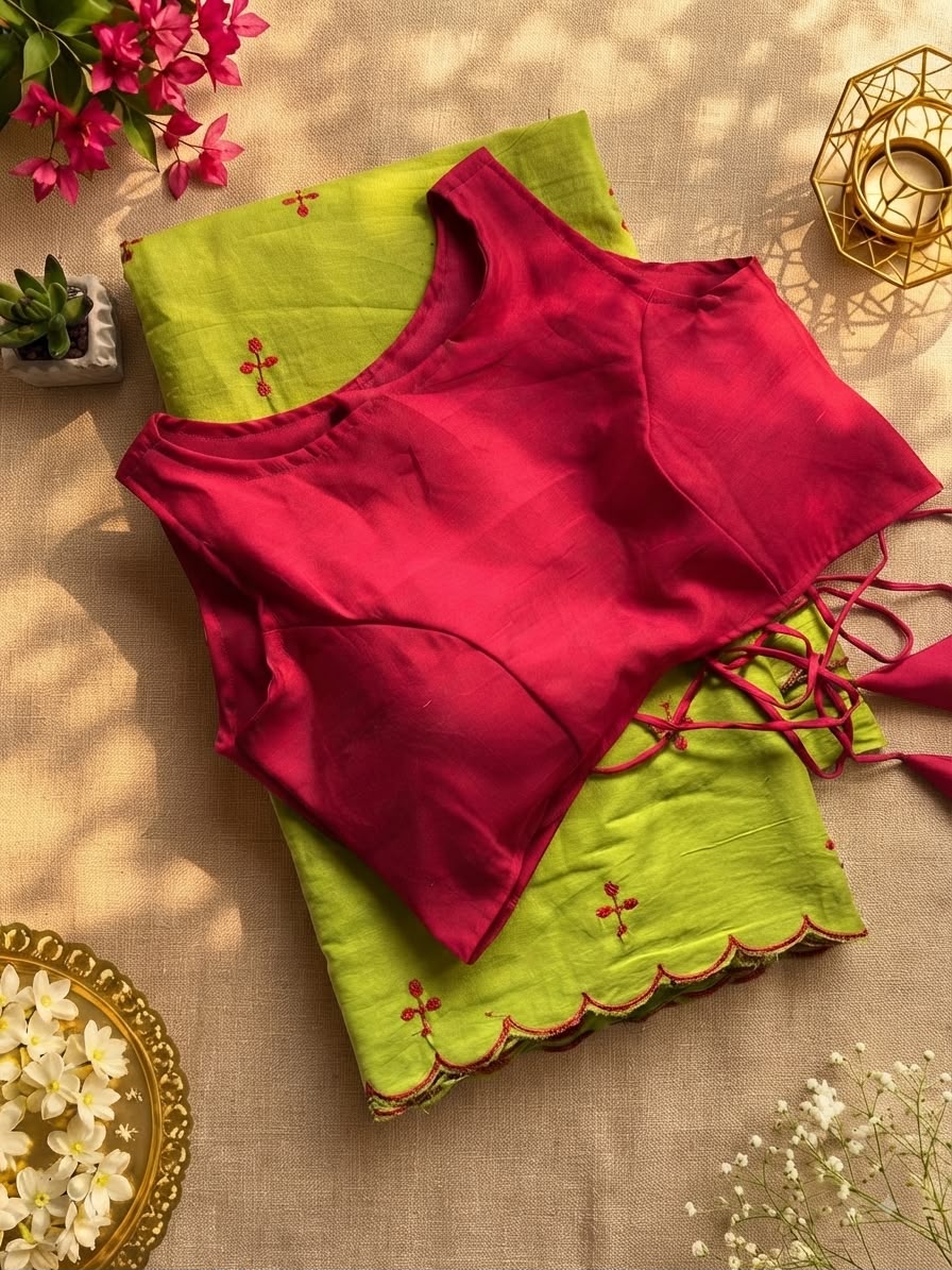 Regal Wedding Wear Cotton Embroidery n Thread Work Designer Saree With Unstitched Blouse Piece