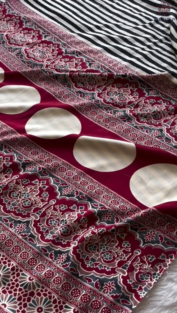 New Wedding Wear Pure Satin Soft Silk Print With Tussles Work Fancy Designer Saree With Blouse