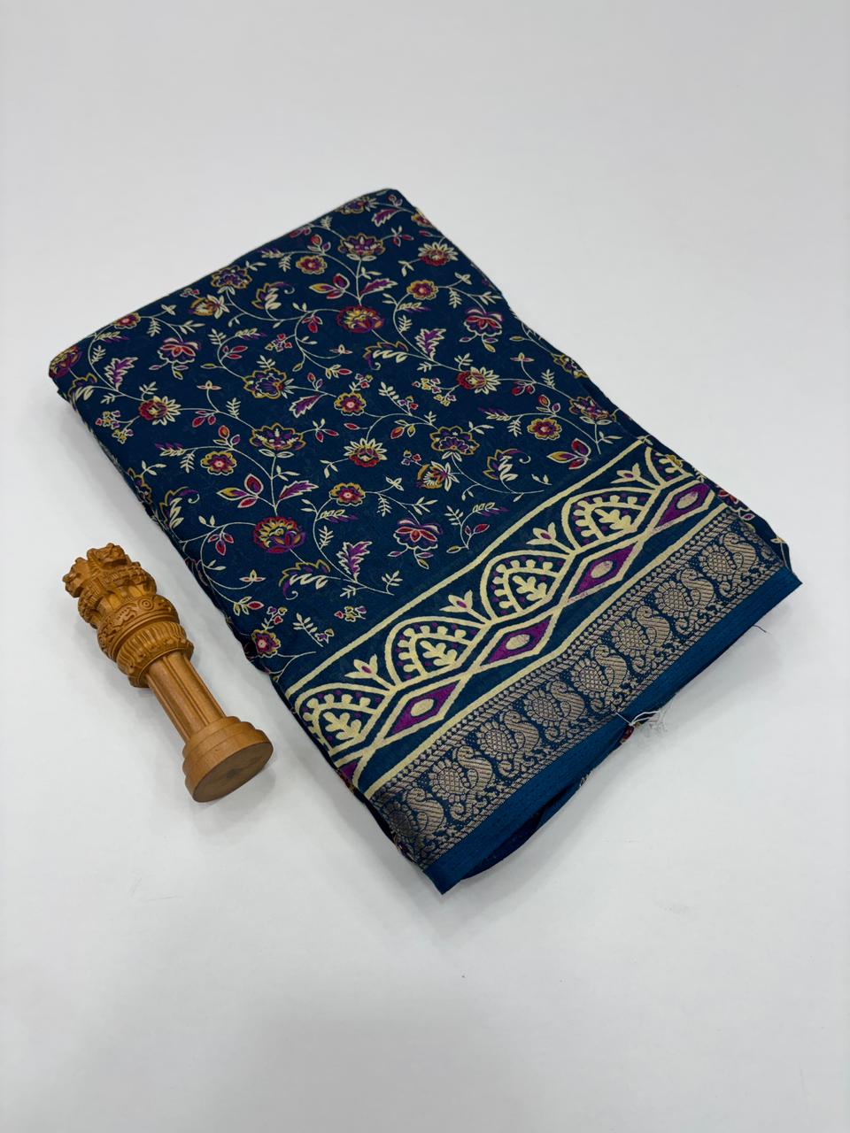 Elegant Party Wear Soft Cotton Silk Jacquard Weaving Border Fancy Designer Saree For Women