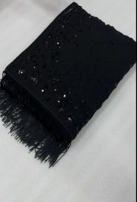 Luxury Party Wear Black Colour Georgette Sequence n Embroidery Work Fancy Designer Saree With Blouse Piece