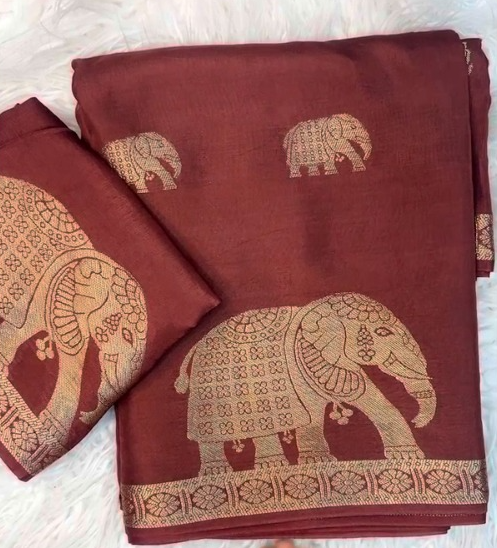 New Wedding Wear Pure Soft Viscose Silk Zari Work Fancy Designer Saree With Blouse