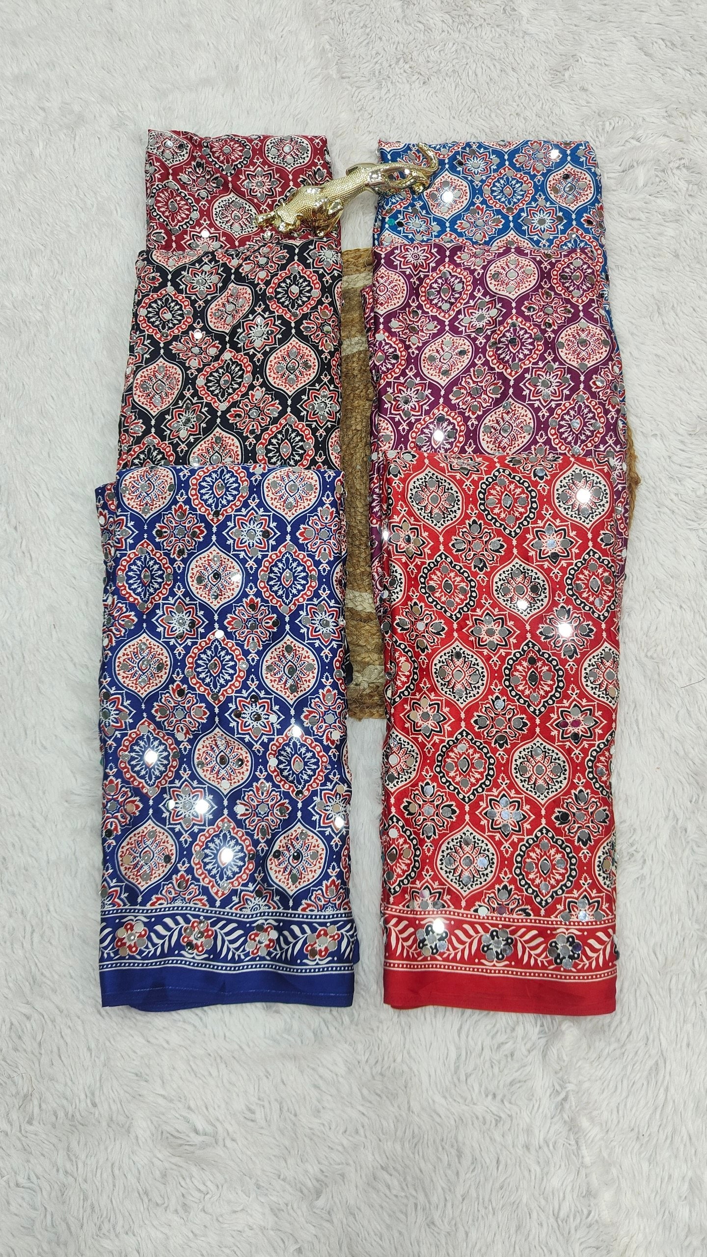 Charming Festive Wear Satin Silk Heavy Mirror n Latkan Pallu Designer Saree With Unstitched Blouse Piece