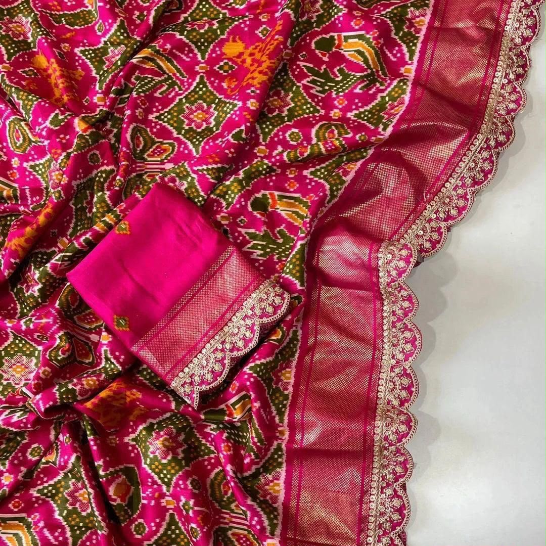 Graceful Party Wear Pure Soft Silk Jacquard Work Lace Border Fancy Designer Saree With Blouse Piece