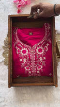 Load and play video in Gallery viewer, New Wedding Wear Pink Color Roman Silk Embroidery n Sequence Work Designer Straight Kurta With Trouser n Dupatta Set
